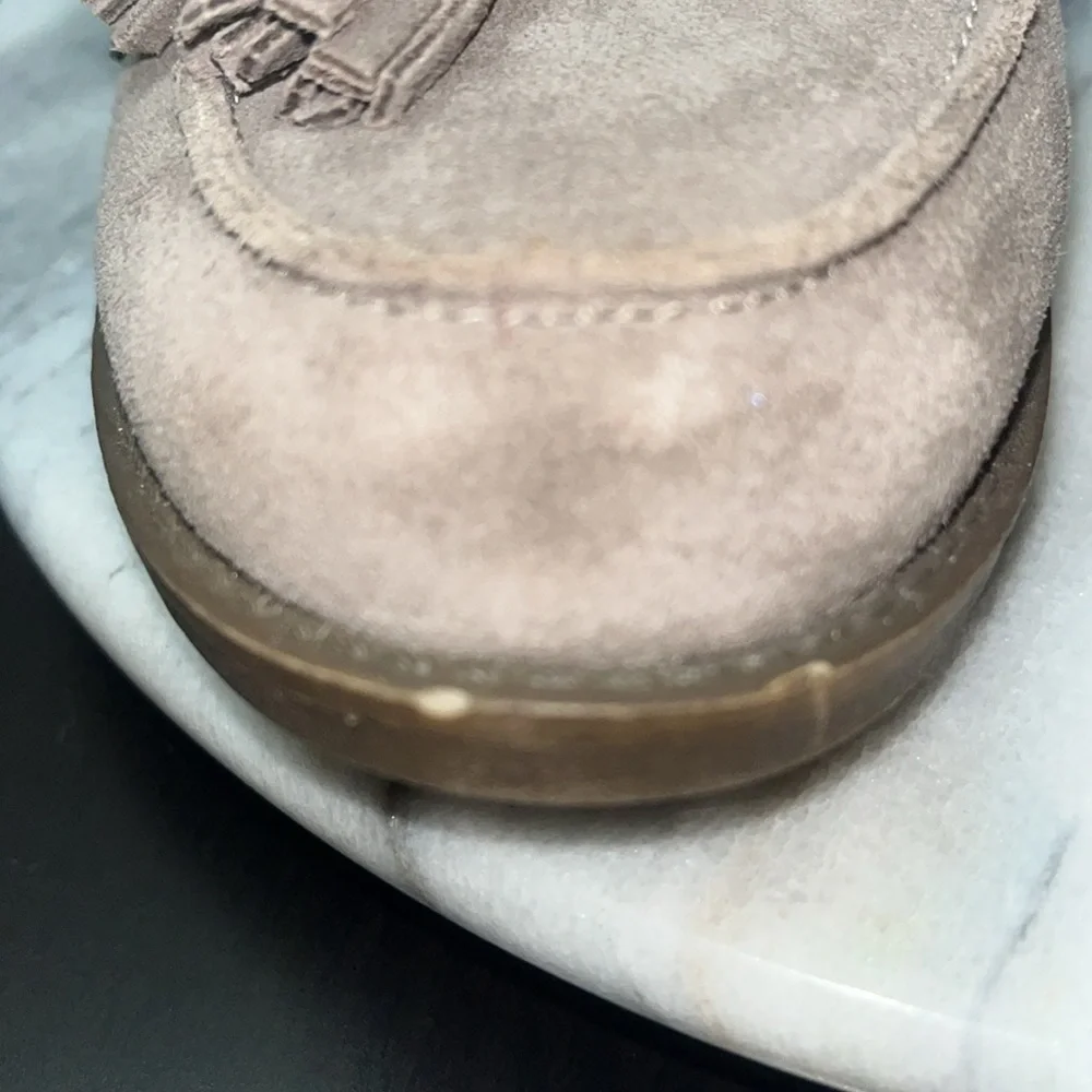 Crown Vintage MOIRA tassel suede upper round toe loafers gray Sz 7M